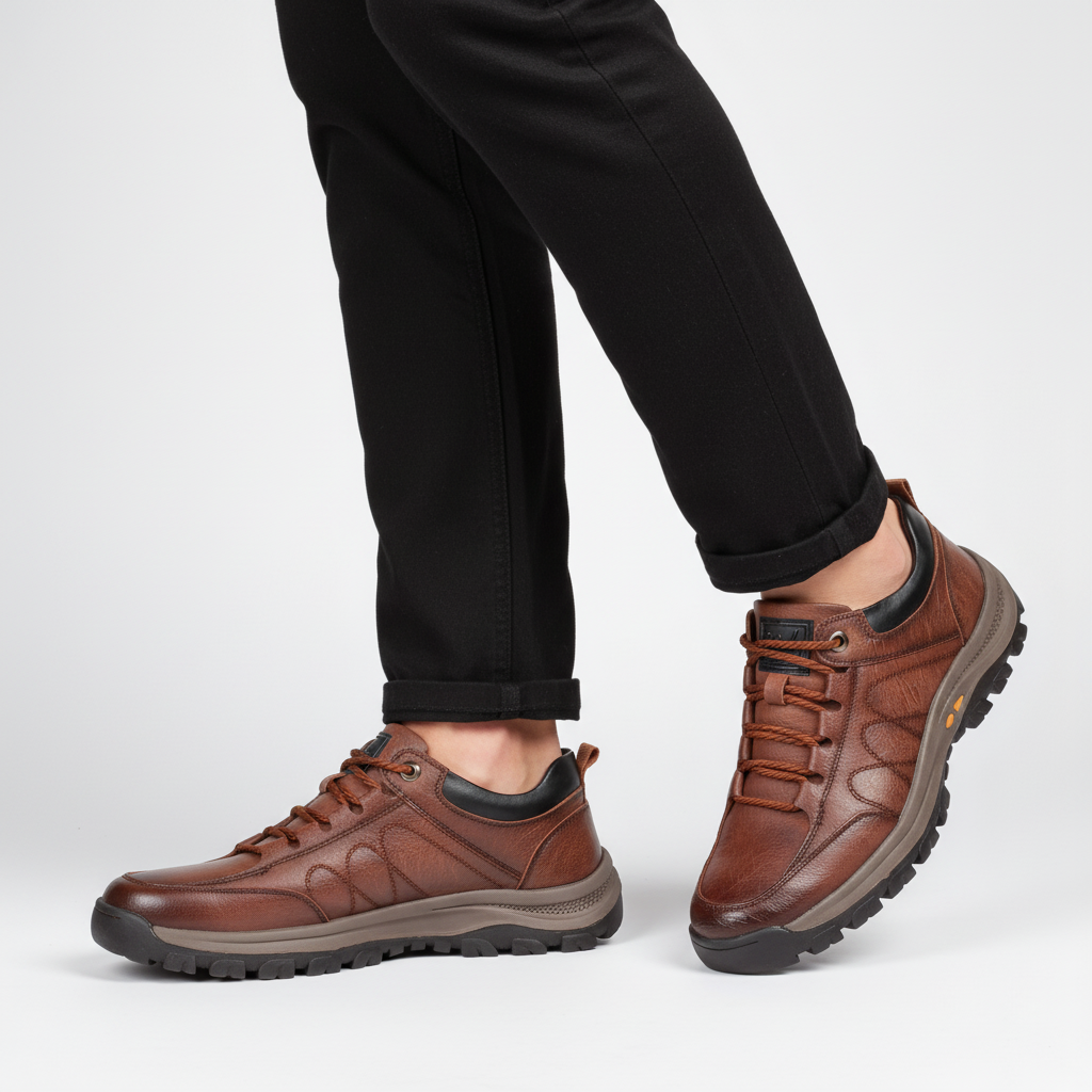 Herenleren schoen met vetersluiting