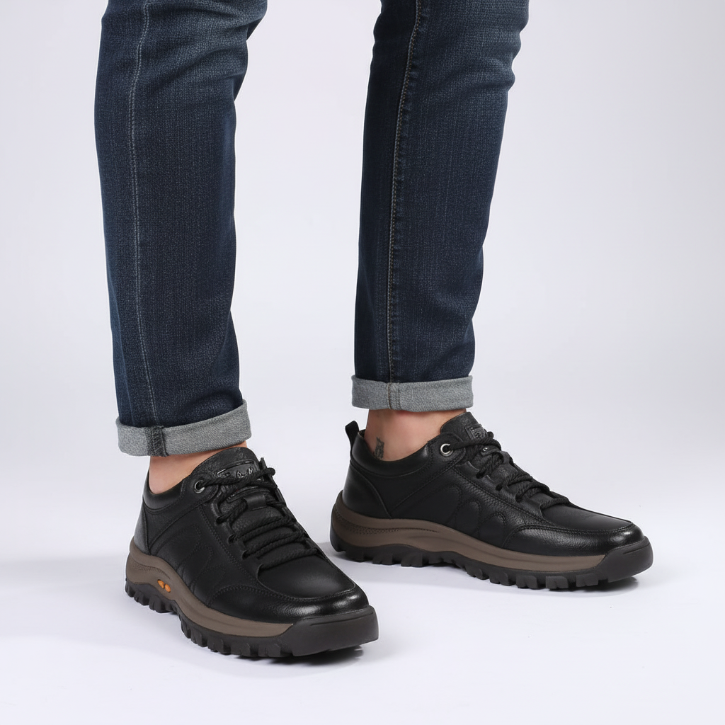 Herenleren schoen met vetersluiting