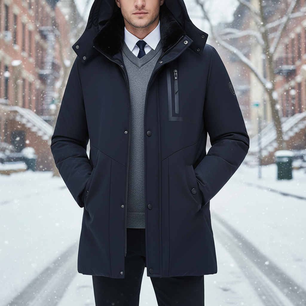 Herenparka met afneembare kapuchon