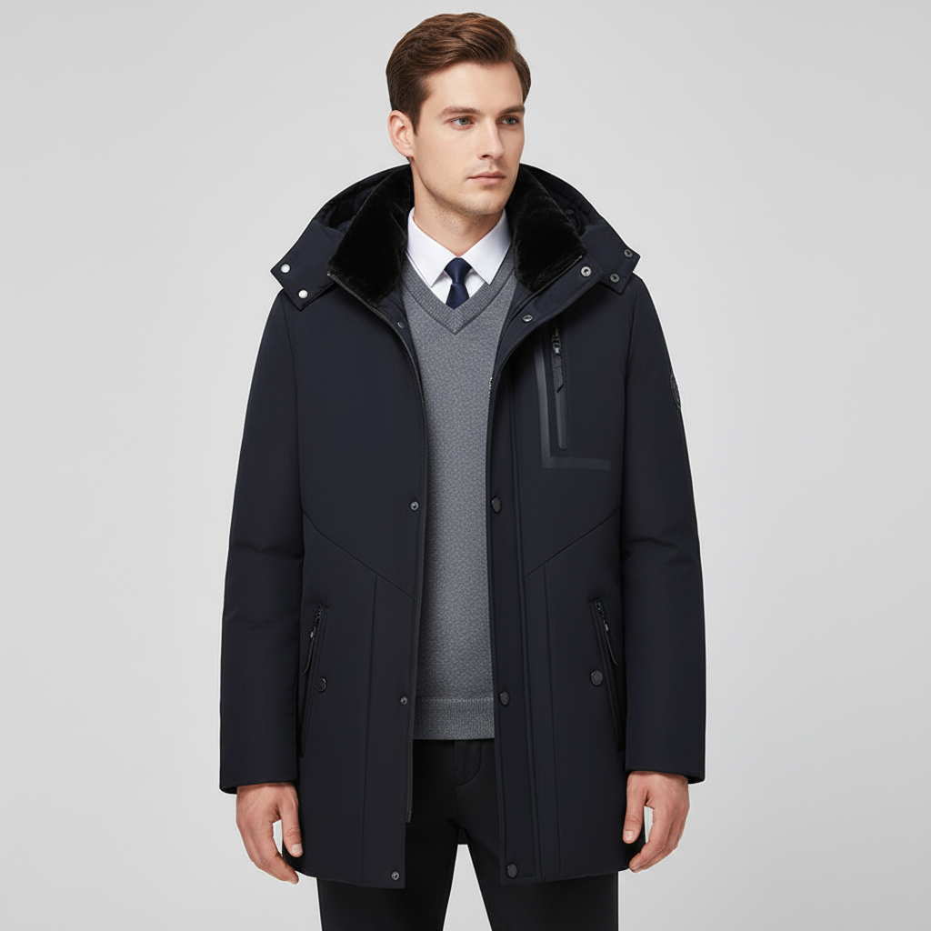 Herenparka met afneembare kapuchon