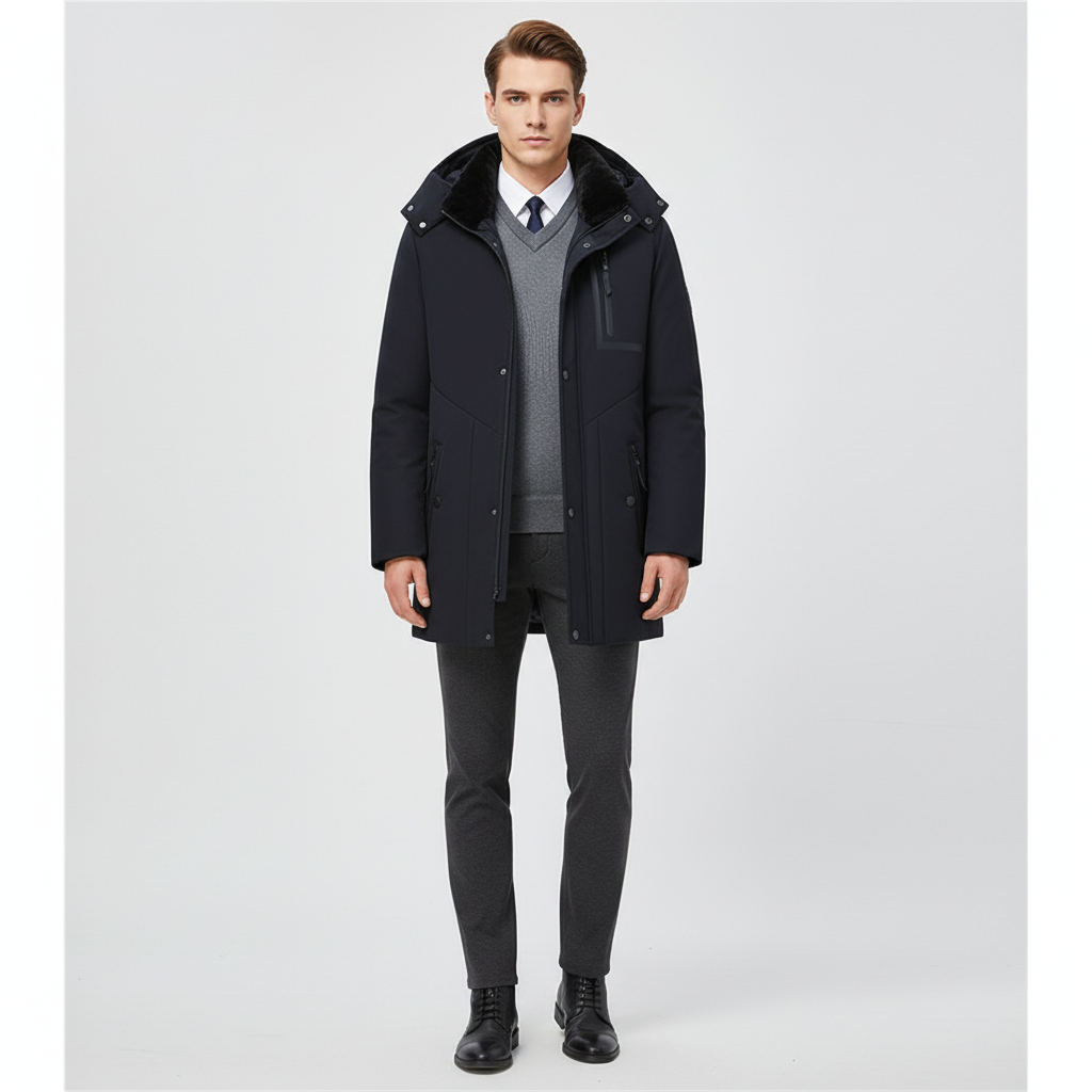 Herenparka met afneembare kapuchon