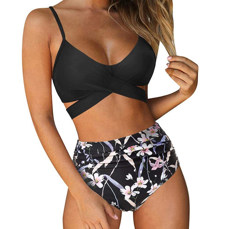 Belle high waisted, kleurrijke damesbikini