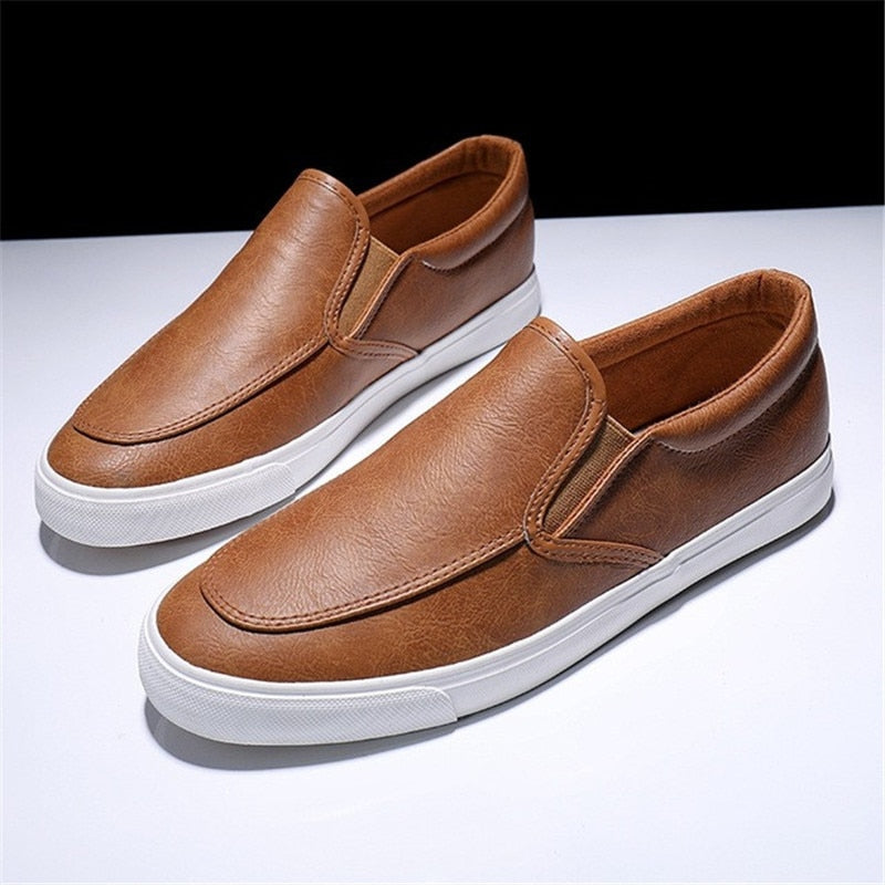 PU-leren heren slip-on sneakers