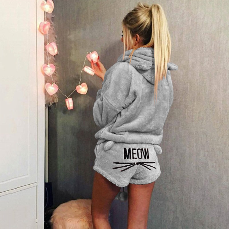 Warme pyjama met kattenmotief