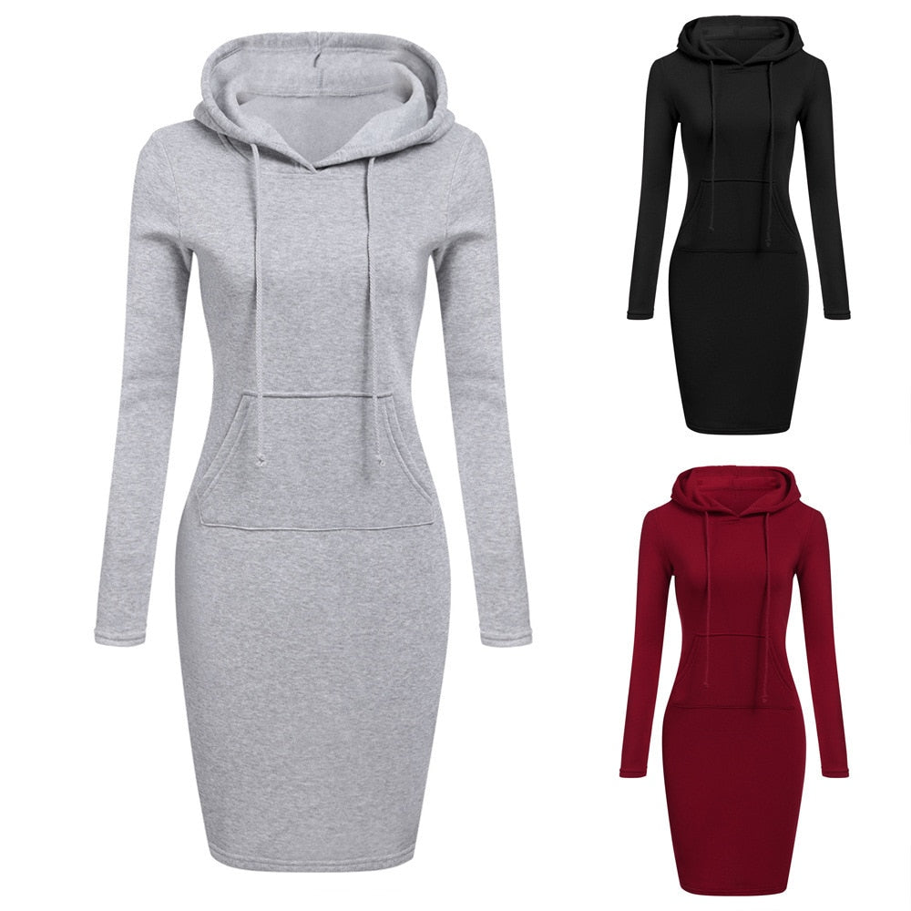 Sweatshirt jurk met hoodie voor dames