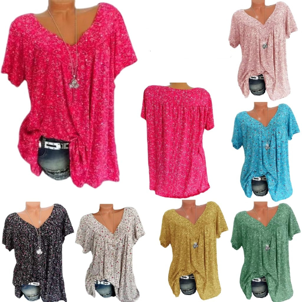 Dames boho zomerblouse met bloemenprint