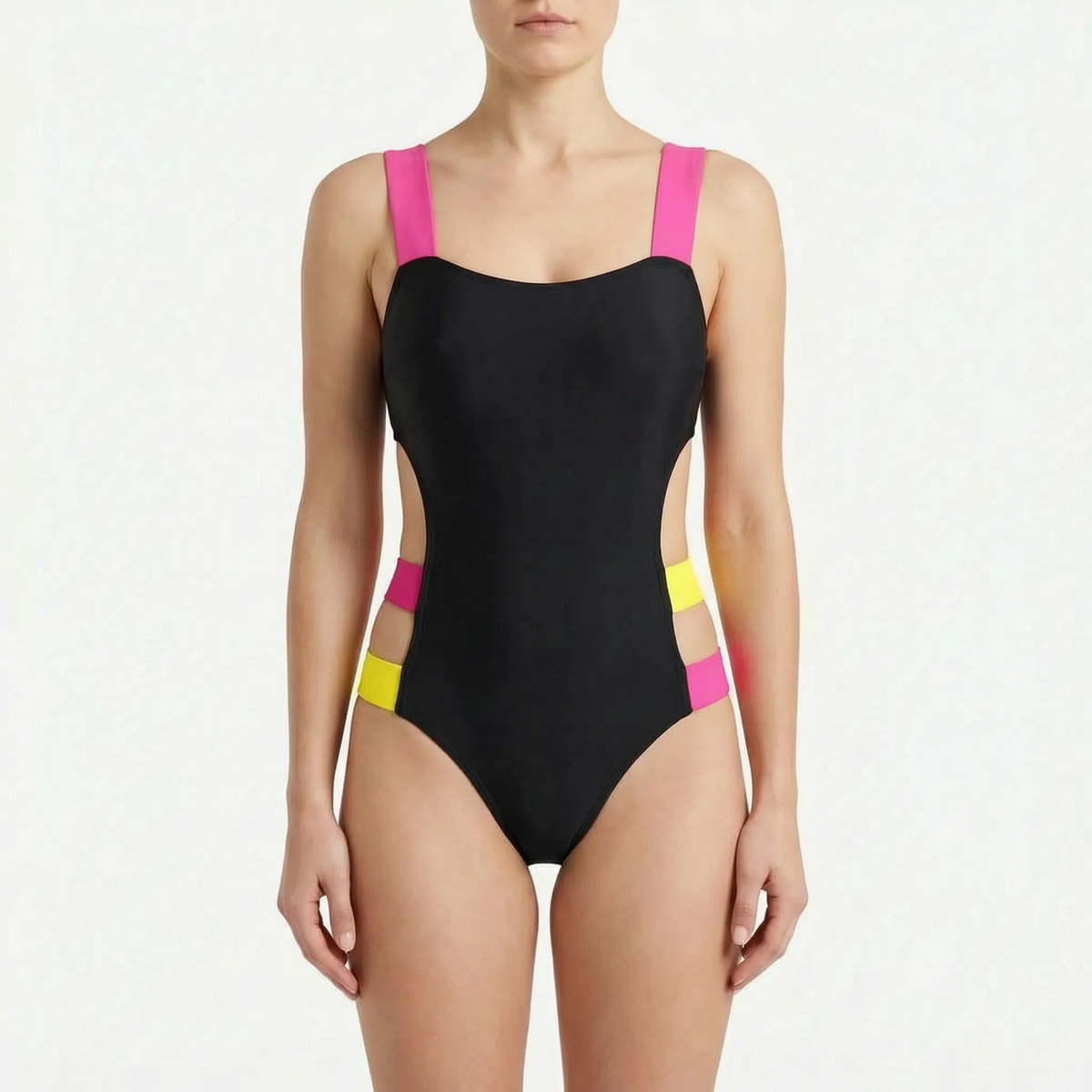 Hoog uitgesneden monokini met uitsnijdingen