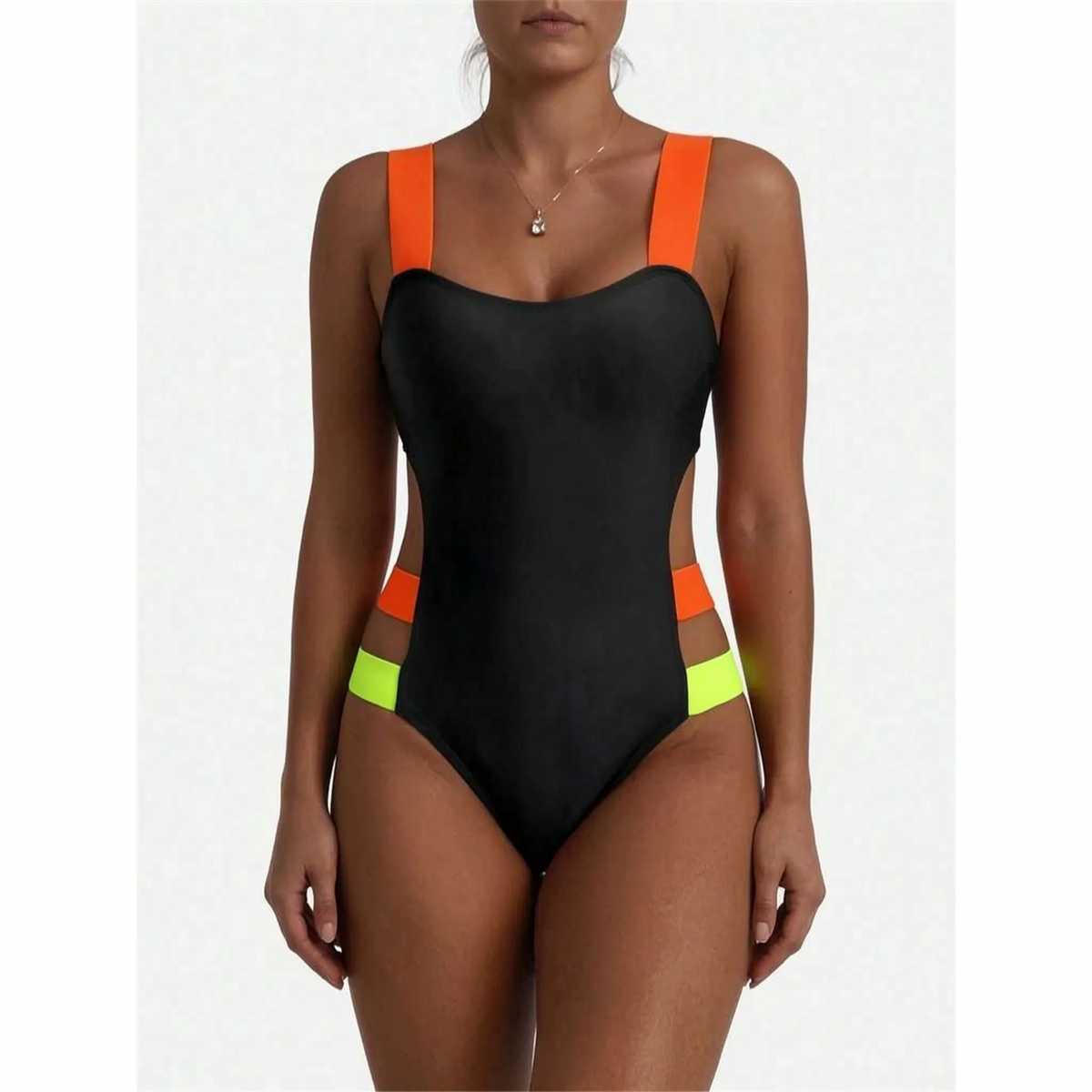 Hoog uitgesneden monokini met uitsnijdingen
