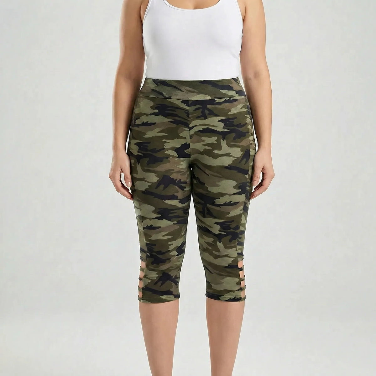 Capri-legging met hoge taille en camouflageprint