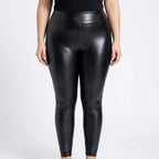 Leggings met hoge taille van nepleer voor grote maten