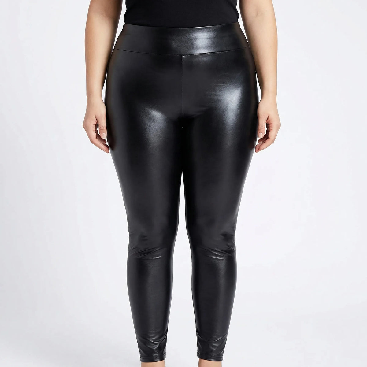 Leggings met hoge taille van nepleer voor grote maten