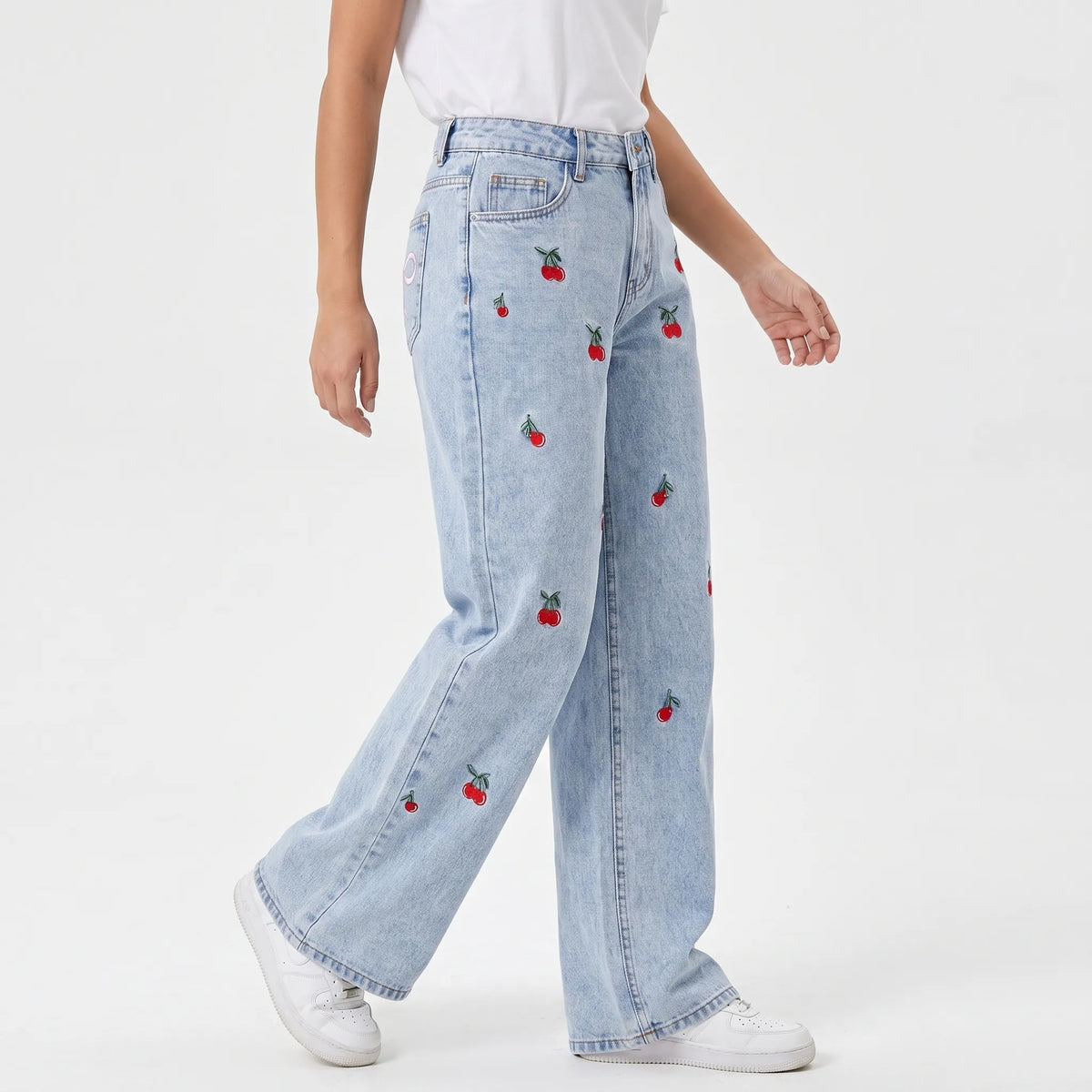 Jeans met hoge taille en wijde pijpen