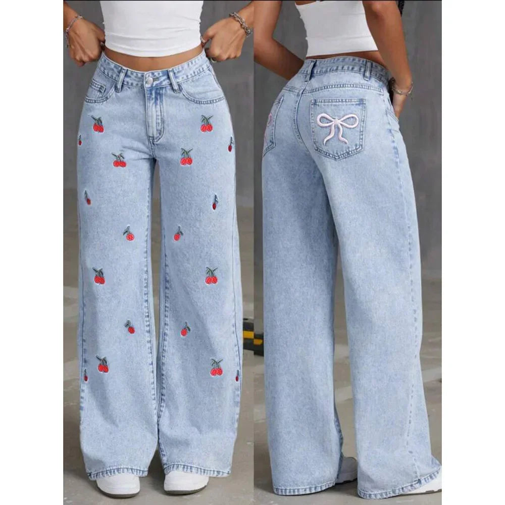 Jeans met hoge taille en wijde pijpen