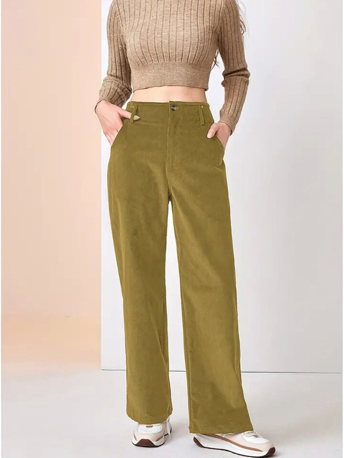 Broek met hoge taille en wijde pijpen – Liva