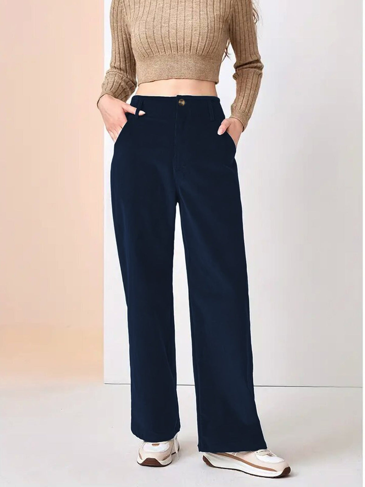 Broek met hoge taille en wijde pijpen – Liva