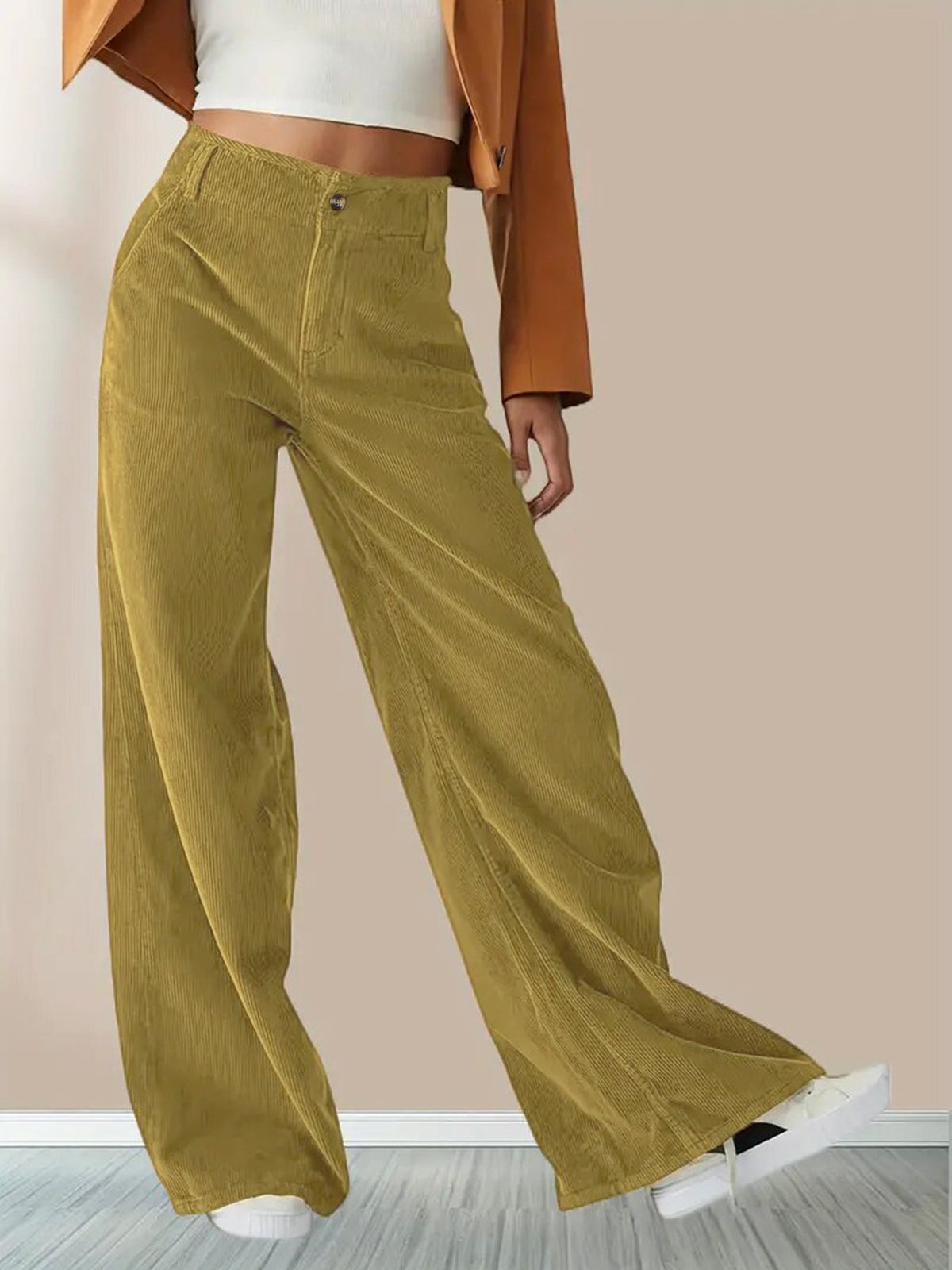 Broek met hoge taille en wijde pijpen – Liva
