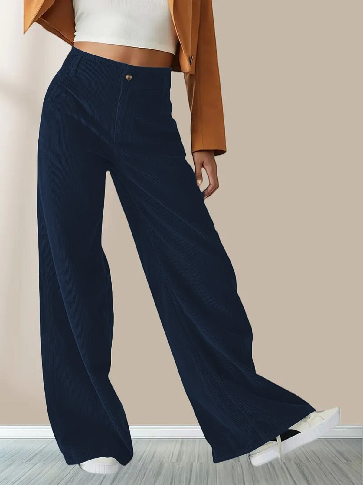 Broek met hoge taille en wijde pijpen – Liva