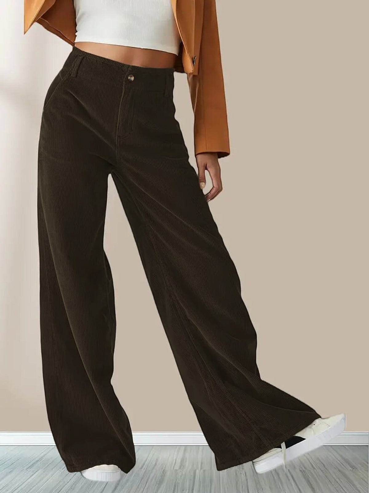 Broek met hoge taille en wijde pijpen – Liva