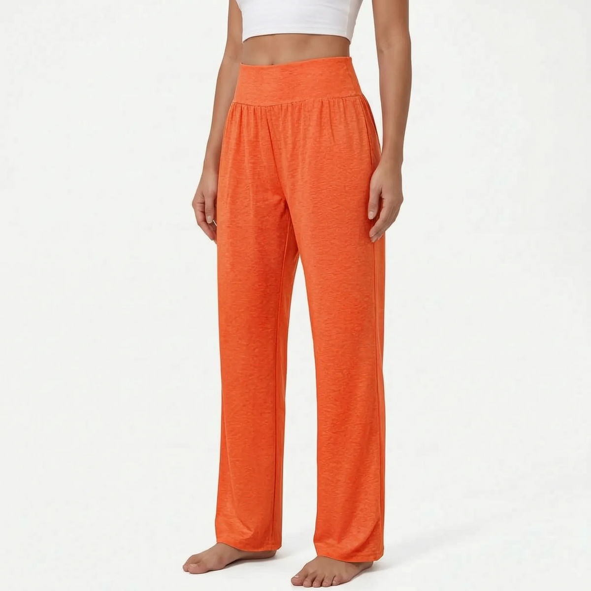 Yogabroek met hoge taille en wijde pijpen