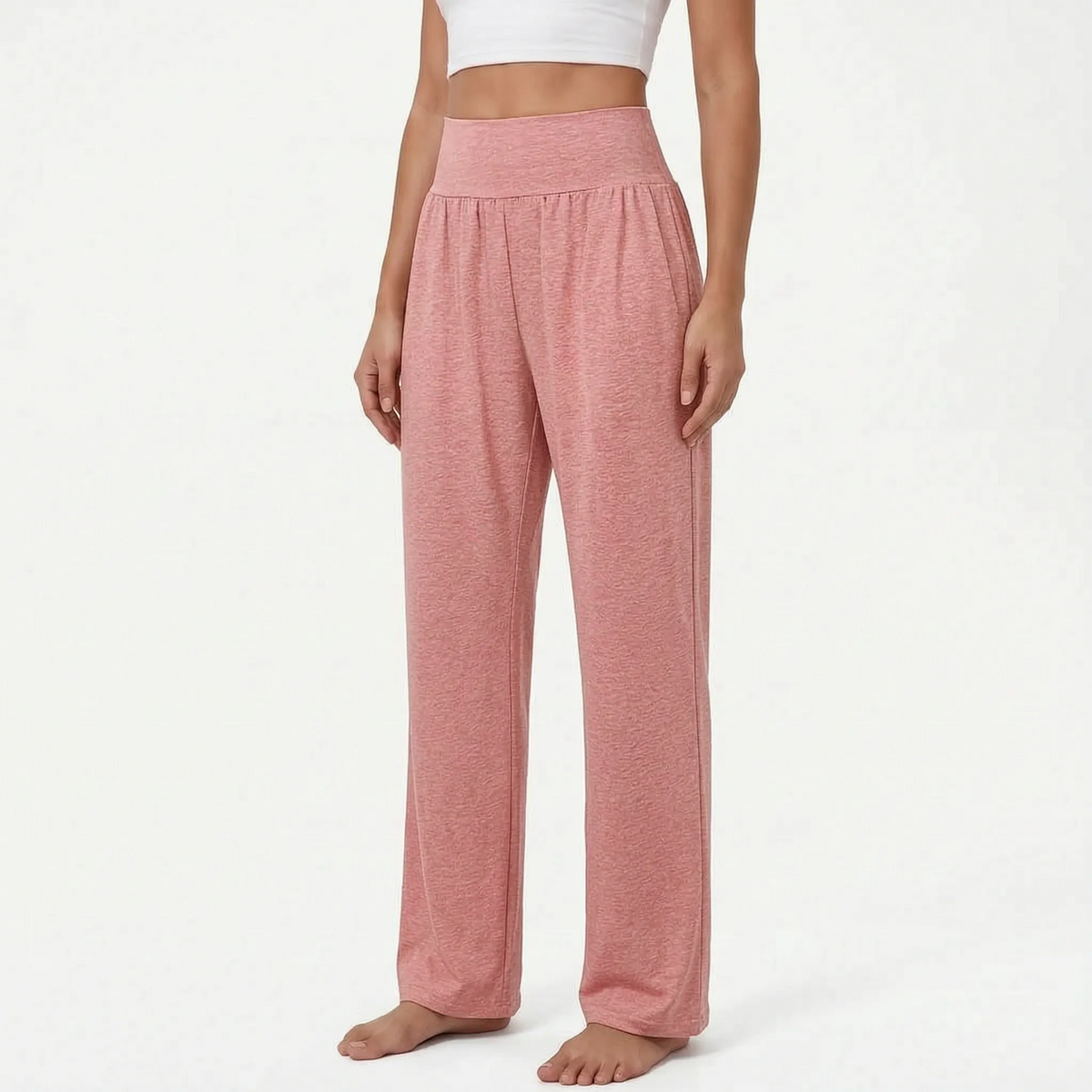 Yogabroek met hoge taille en wijde pijpen