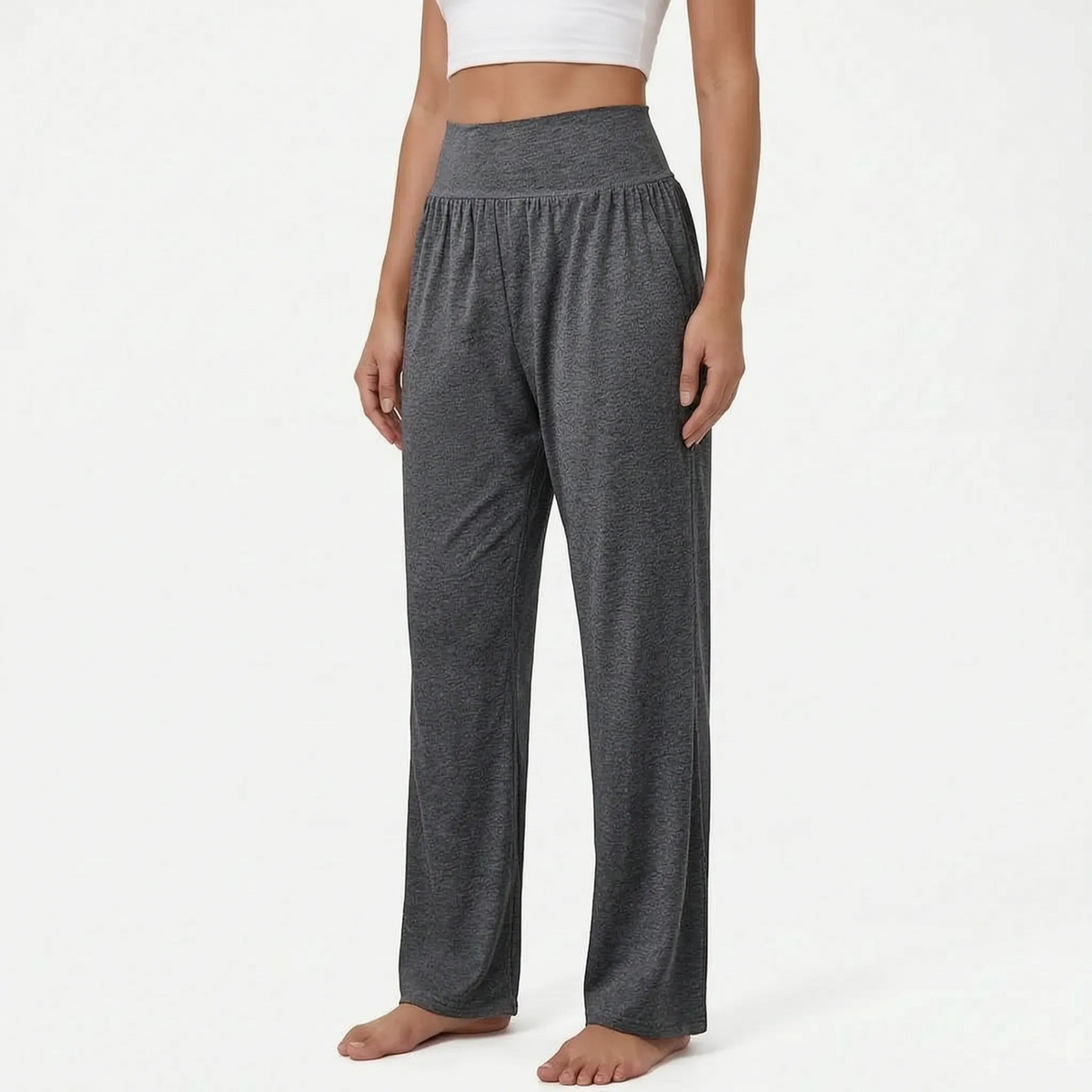 Yogabroek met hoge taille en wijde pijpen