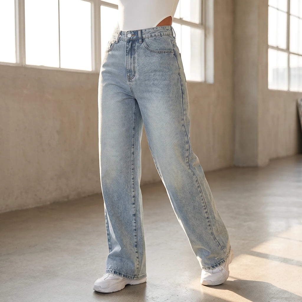 High-Waisted wijde dames jeans — afbeelding 1