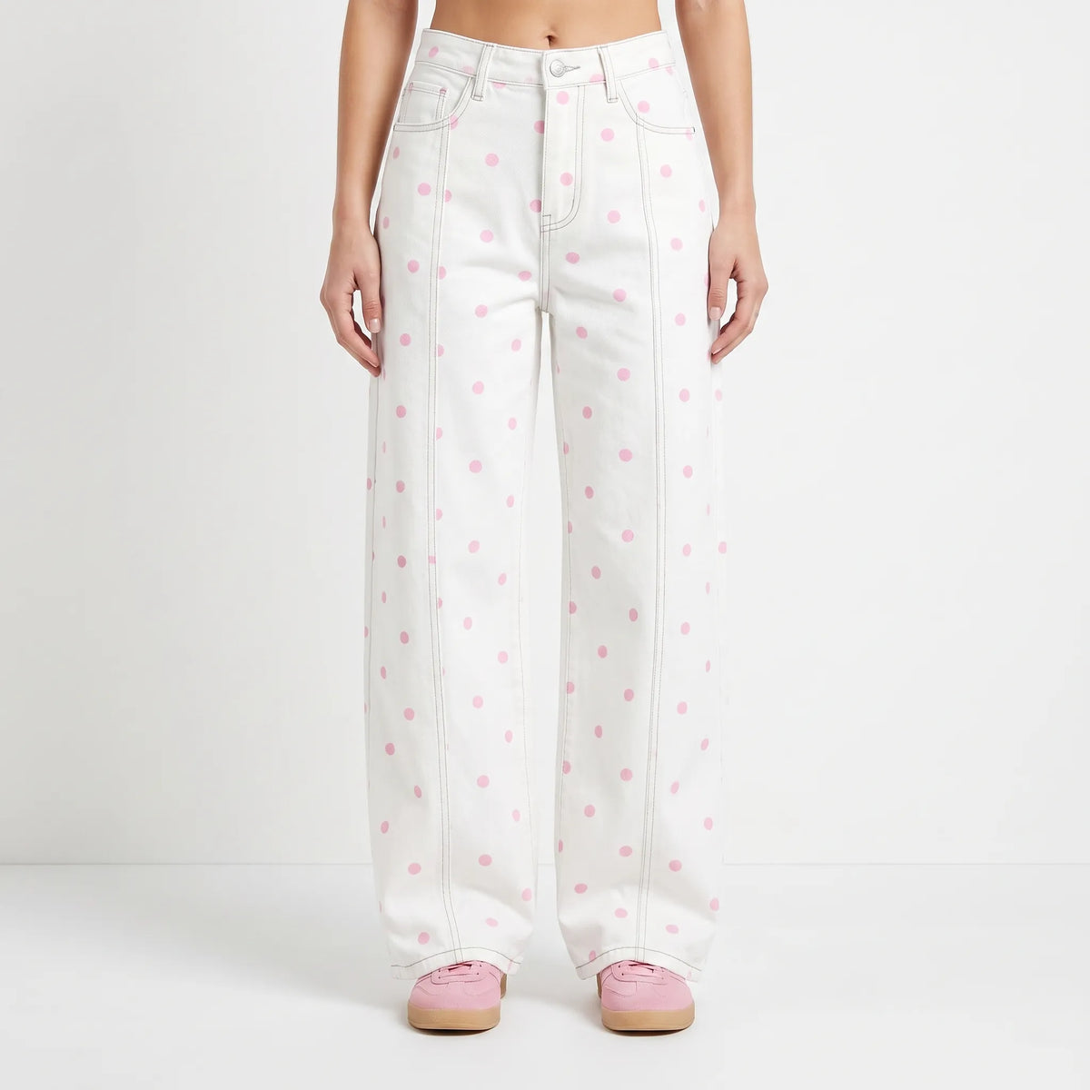 High-waist barrel broek met stippen — afbeelding 12