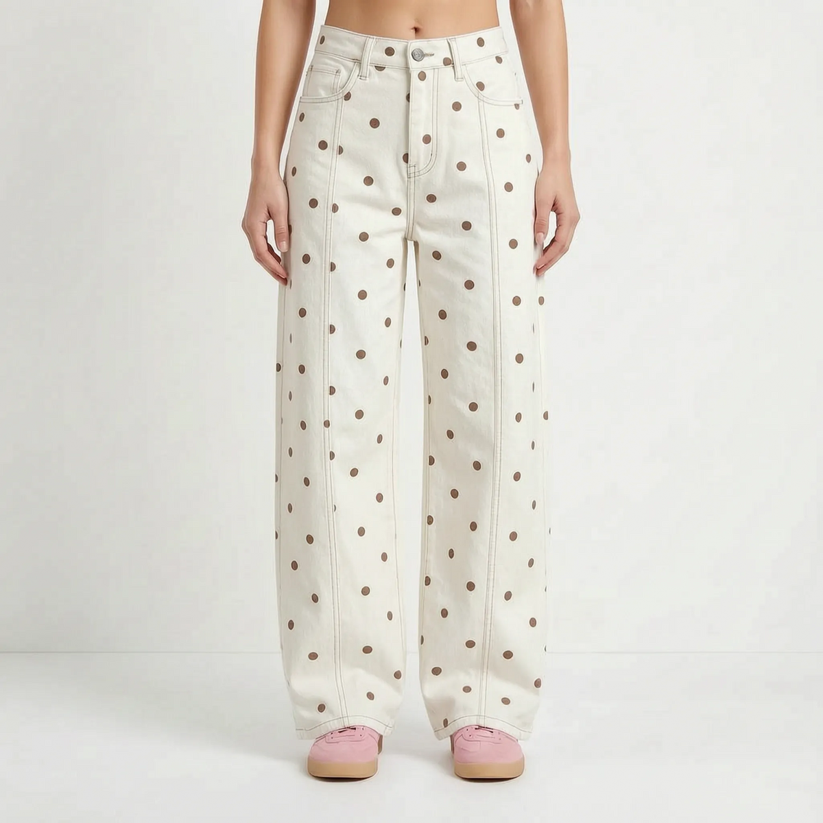 High-waist barrel broek met stippen — afbeelding 8