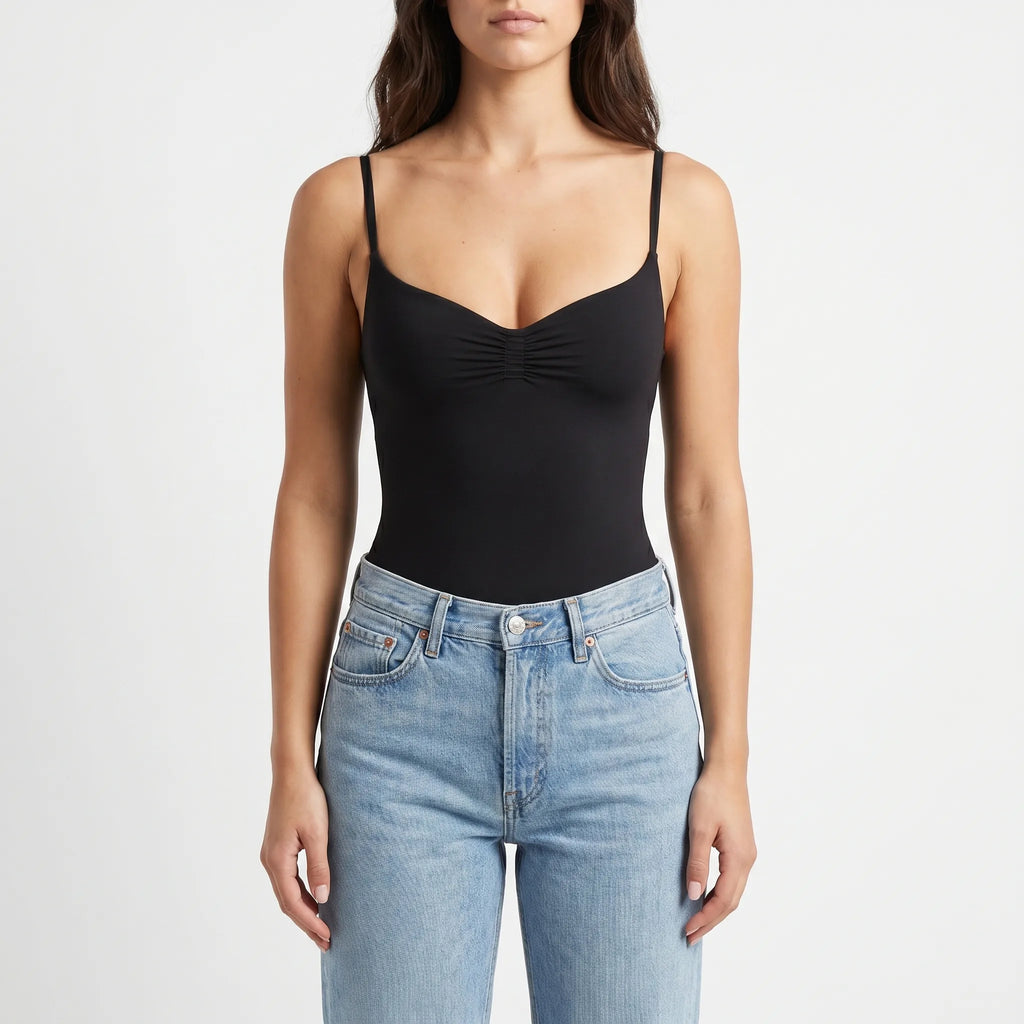 Hoog uitgesneden mouwloze body