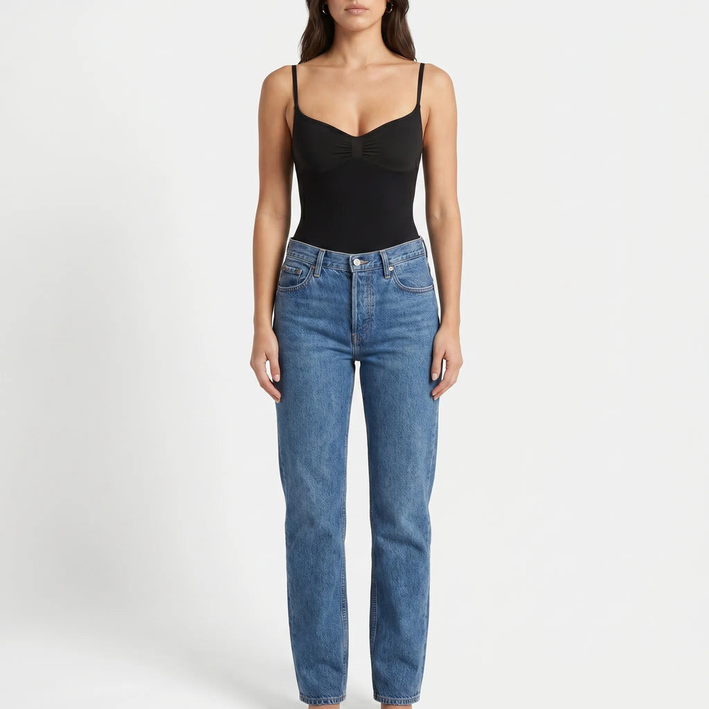 Hoog uitgesneden mouwloze body