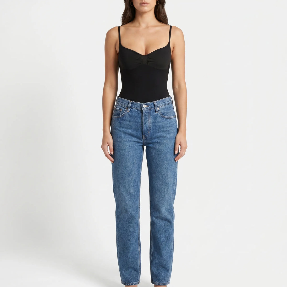 Hoog uitgesneden mouwloze body