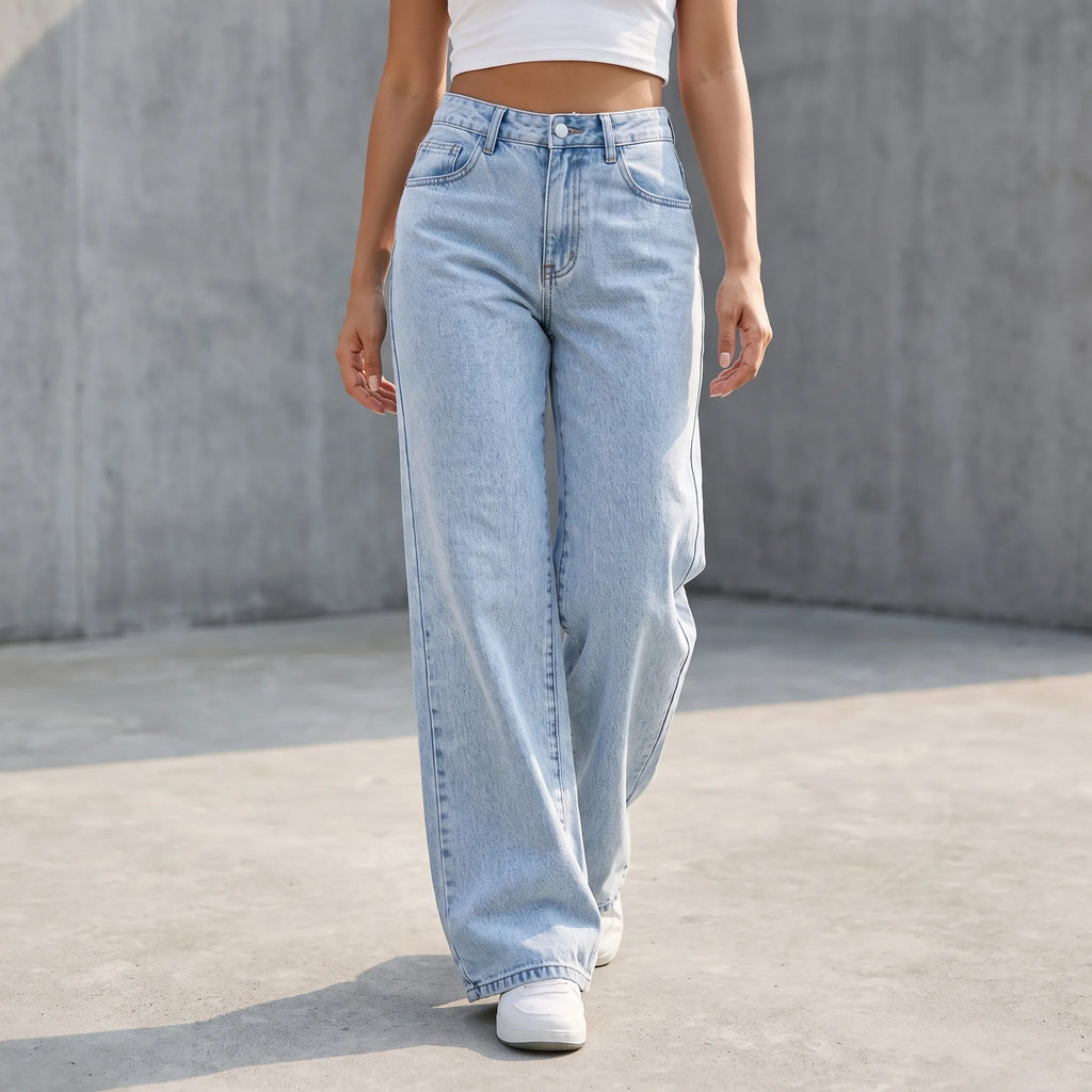High waist wide leg jeans dames