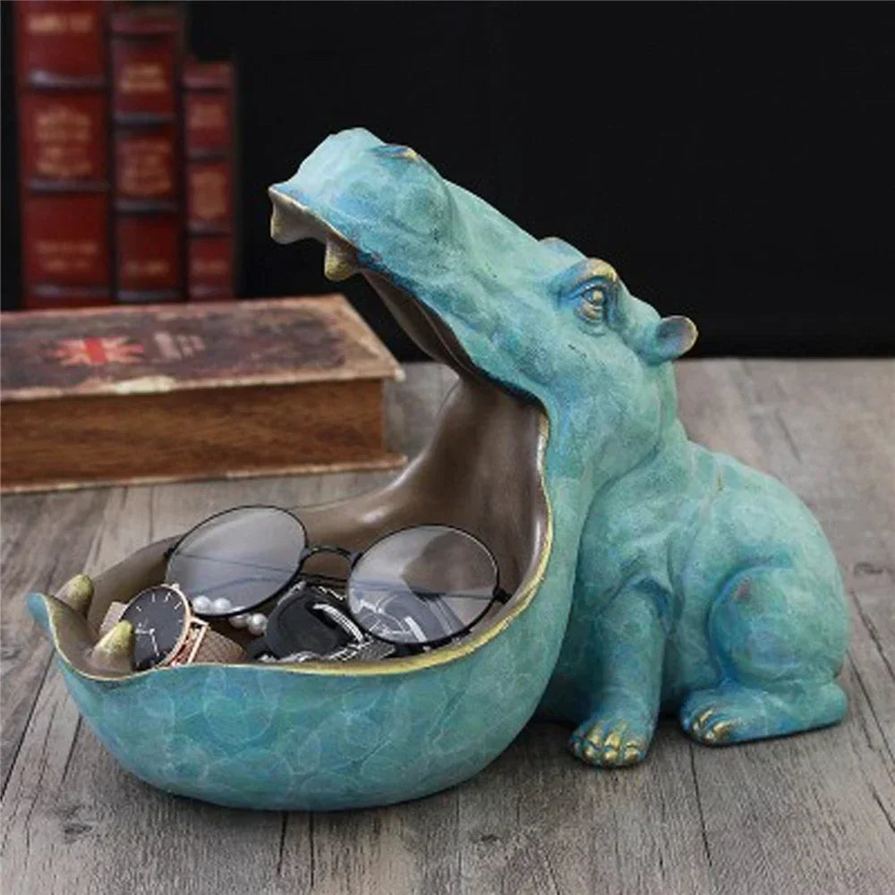Decoratieve nijlpaard bureau opbergdoos