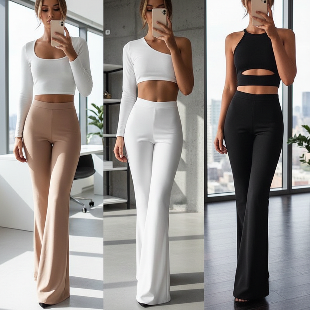Hooggetailleerde flared-broek