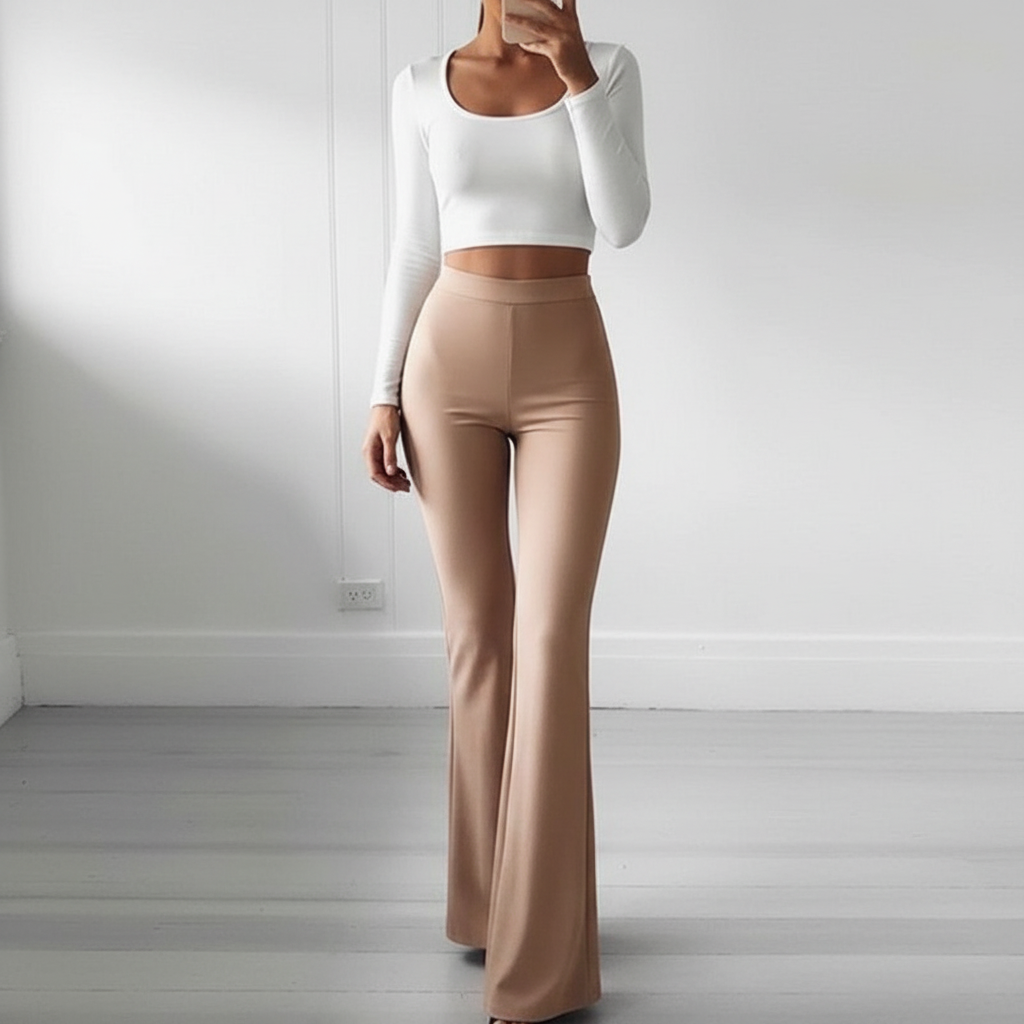 Hooggetailleerde flared-broek
