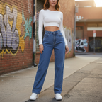 Hoog opgesneden jeans