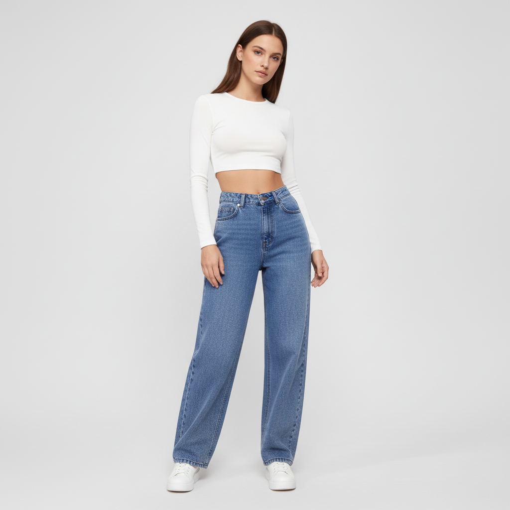 Hoog opgesneden jeans
