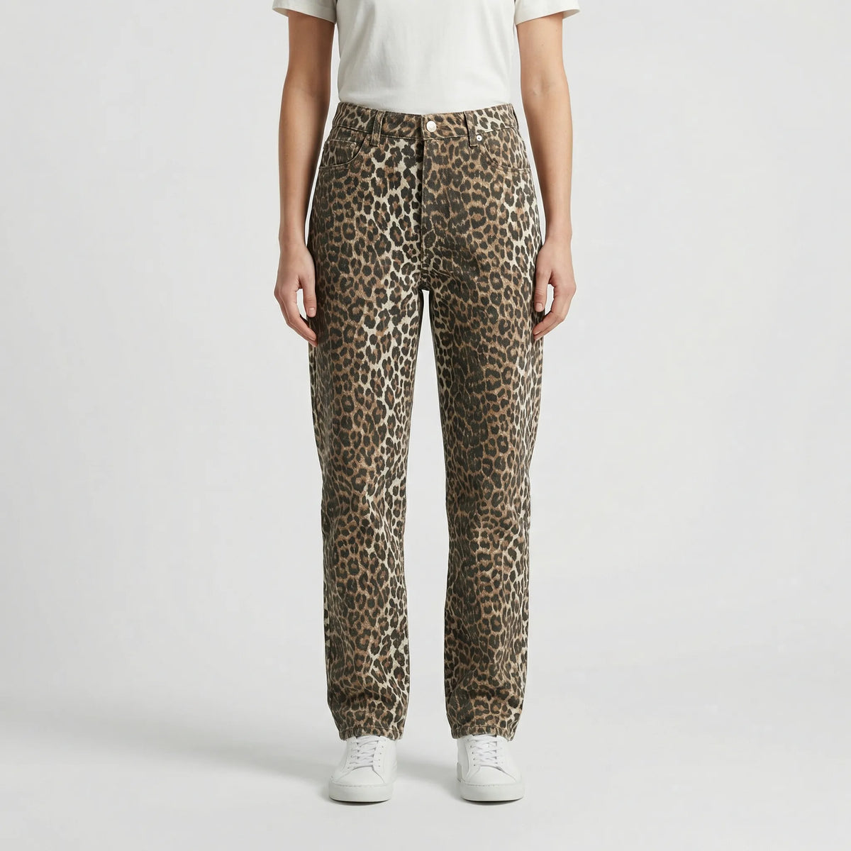 Jeans met hoge taille en luipaardprint – Noor