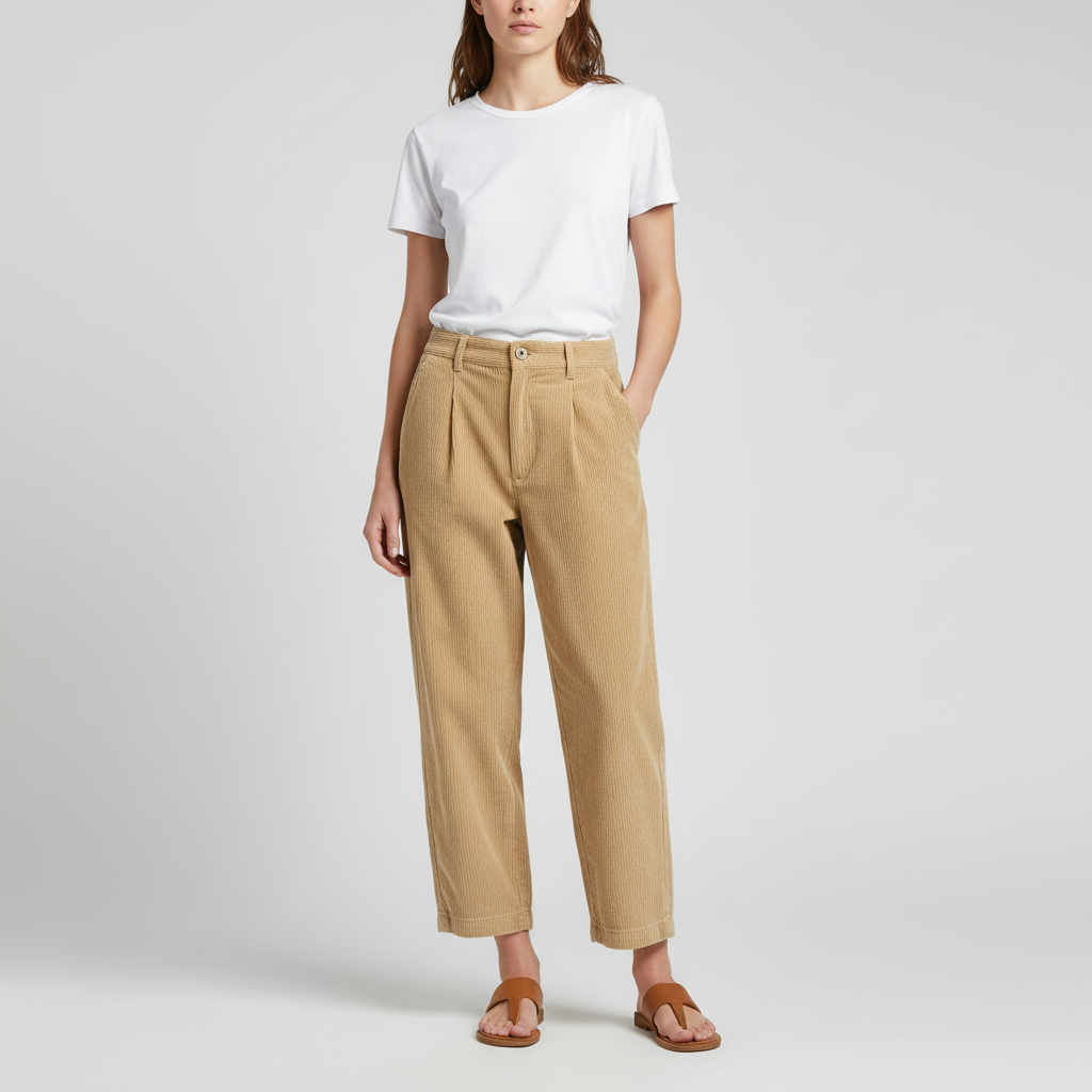 Hooggetailleerde corduroy broek
