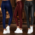 Hight-waisted leren broek