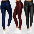 Hight-waisted leren broek