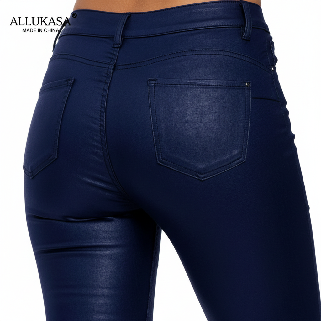 Hight-waisted leren broek