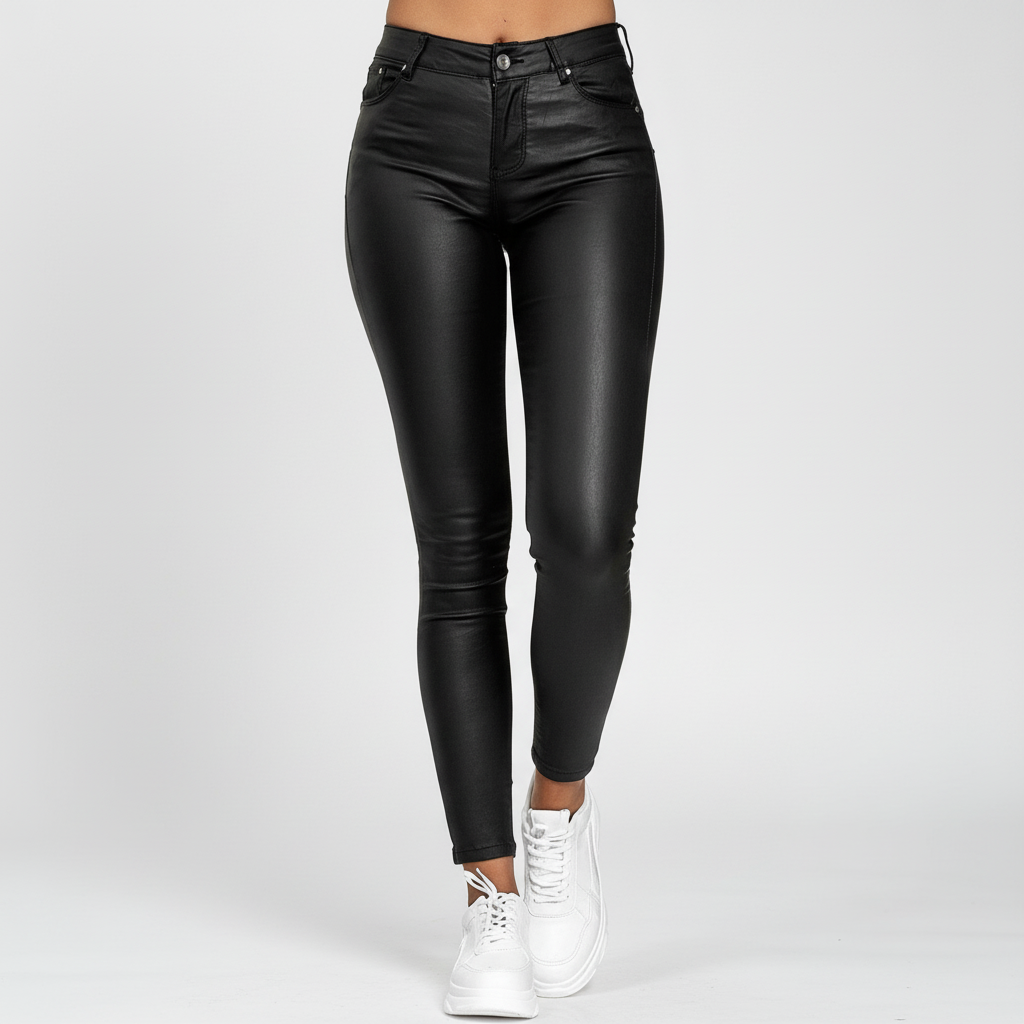 Hight-waisted leren broek