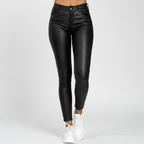 Hight-waisted leren broek