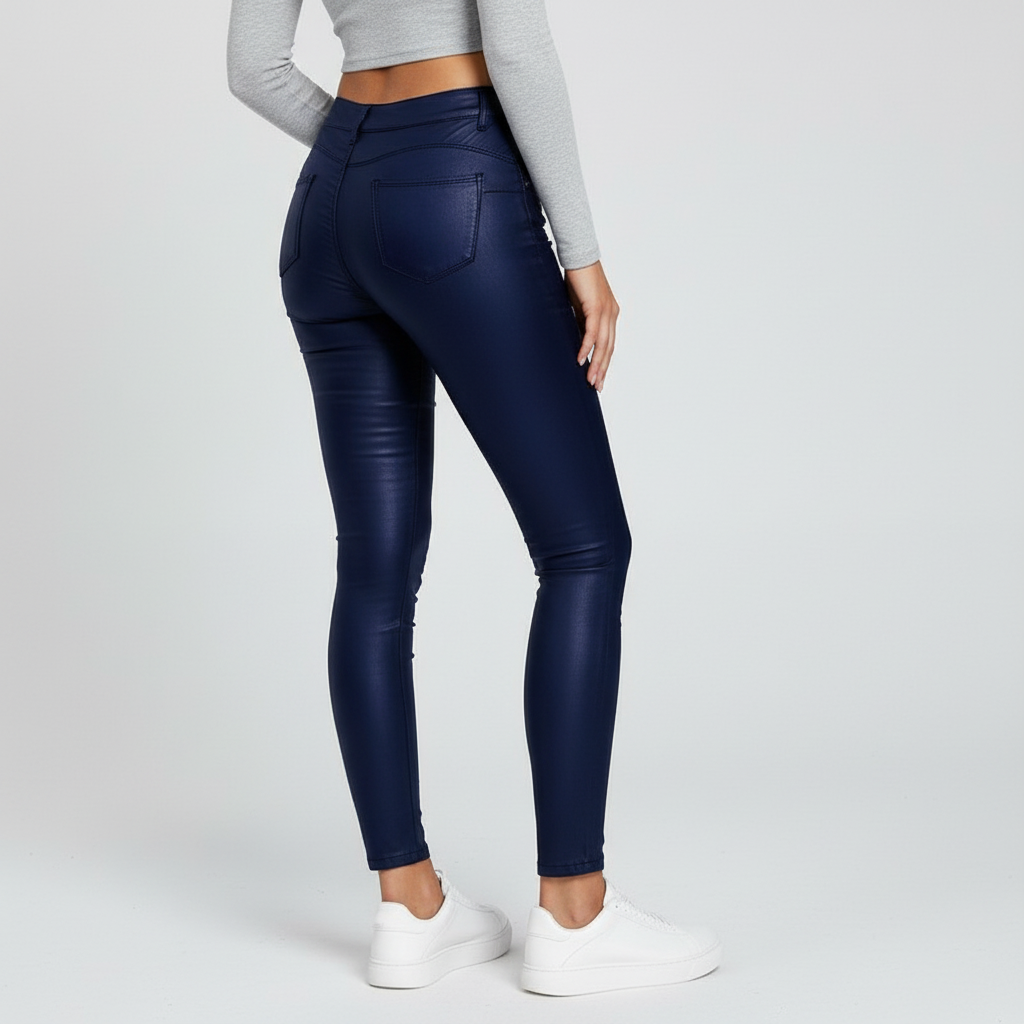 Hight-waisted leren broek