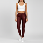 Hight-waisted leren broek