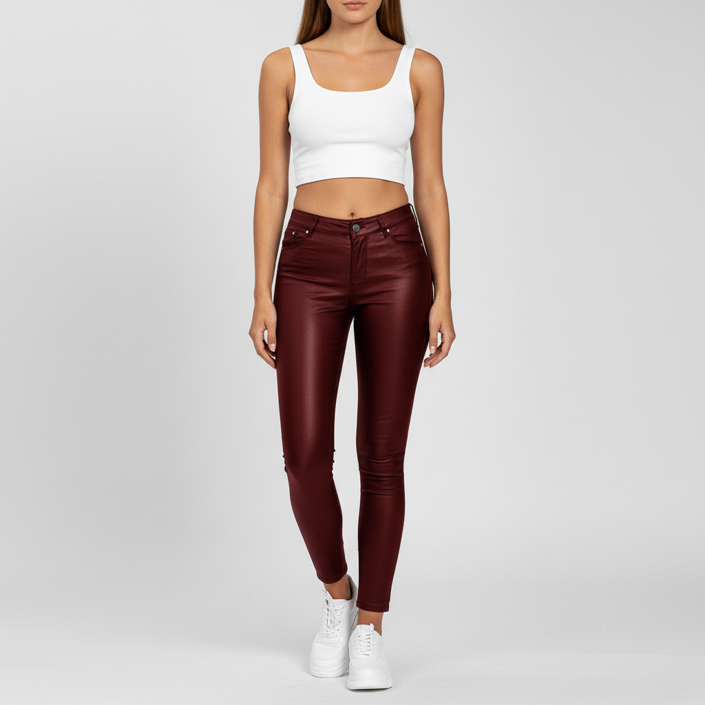 Hight-waisted leren broek