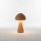 Houten paddenstoelnachtlamp