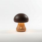 Houten paddenstoelnachtlamp