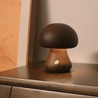 Houten paddenstoelnachtlamp